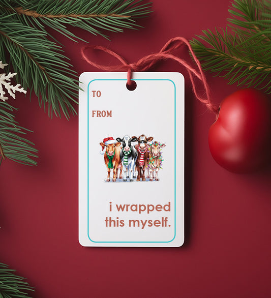 Sassy Christmas Cows Gift Tags