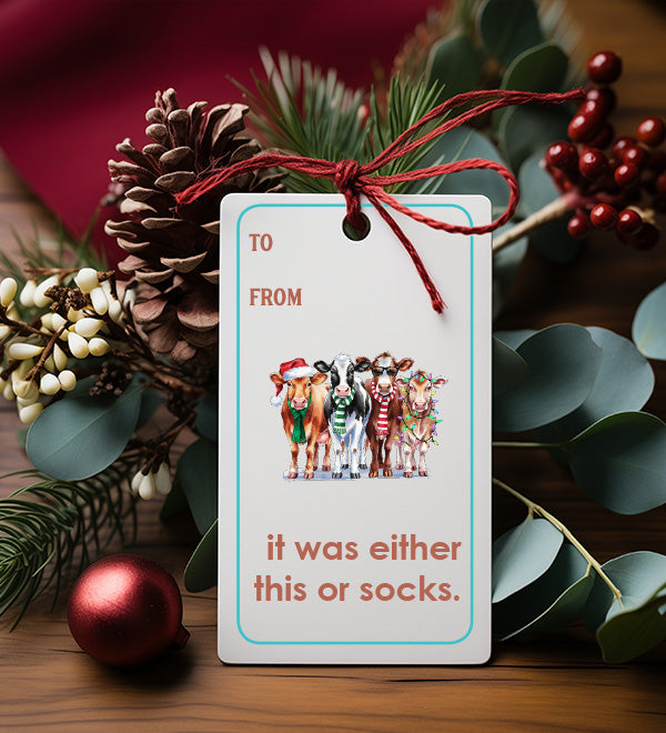 Sassy Christmas Cows Gift Tags