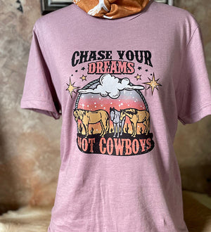 Chase Your Dreams not Cowboys t-shirt