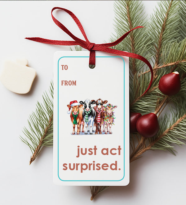 Sassy Christmas Cows Gift Tags