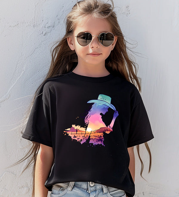 Sunset Cowgirl Youth Tee