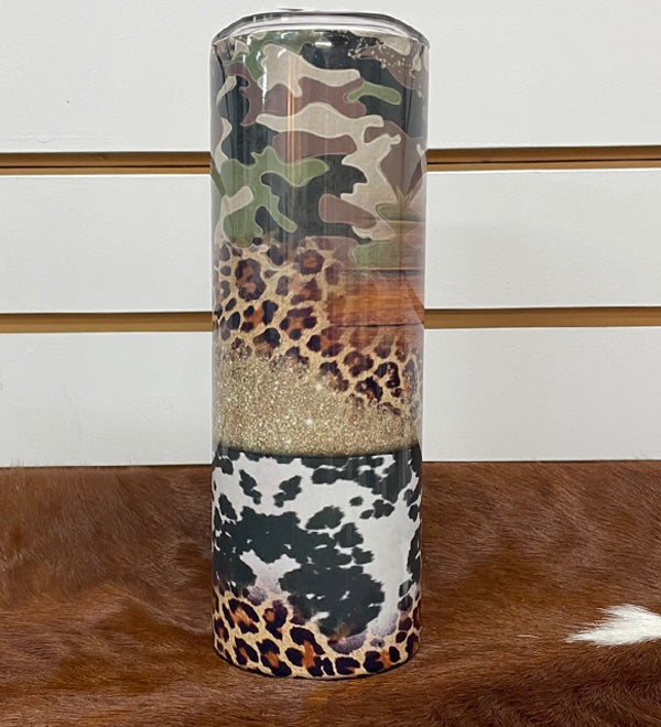 Glitter Camo Tumbler with Straw, 20oz